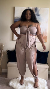 Genie Pant SetGenie Pant SetSandiyah's ClosetBring out the goddess in you with our Genie Pant Set. Its comfortable feel and excellent stretch promise pleasure and ease, while its slits on the sides and bandeau 