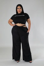 Load image into Gallery viewer, Sequoiya Overall JumpsuitSequoiyaSandiyah&#39;s Closet 

Stretch overalls
High-waisted
Self-tie
Wide-leg
Inseam is 32 inches
65% Polyester
31% Rayon
4% Spandex
Can also be styled as pants
Hand wash cold
Model is wearing