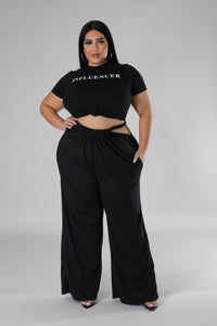 Sequoiya Overall JumpsuitSequoiyaSandiyah's Closet 

Stretch overalls
High-waisted
Self-tie
Wide-leg
Inseam is 32 inches
65% Polyester
31% Rayon
4% Spandex
Can also be styled as pants
Hand wash cold
Model is wearing